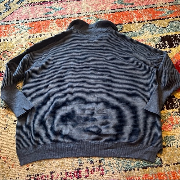 ANRABESS WOMEN'S OVERSIZED SWEATER QUARTER ZIP V NECK COLLARED RIBBED KNIT M - Picture 5 of 6